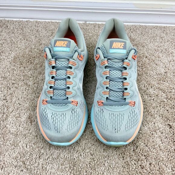 Nike Women’s Lunarglide+ 5 Running Shoes - Gray/Orange - Picture 4 of 6